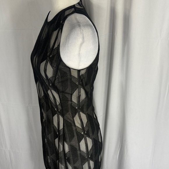 Boss Runway Edition Black Sheer Geometric Midi Dress Size 38 / US 6 - Picture 7 of 16